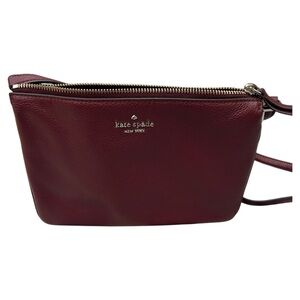❤️Kate Spade NY Jackson‎ Triple Gusset Crossbody bag pebbled leather Cherrywood.